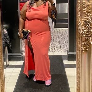 Pink causal/formal dress with split up the side